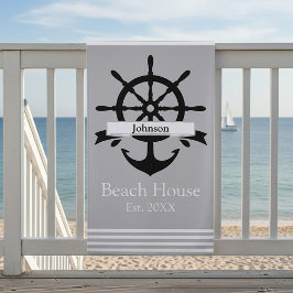 Aangepaste witte streep banden en anker strandlaken