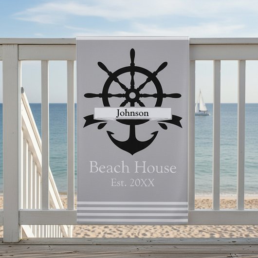 Aangepaste witte streep banden en anker strandlaken