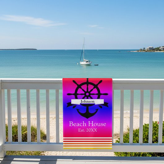 Aangepaste witte streep banden en anker strandlaken