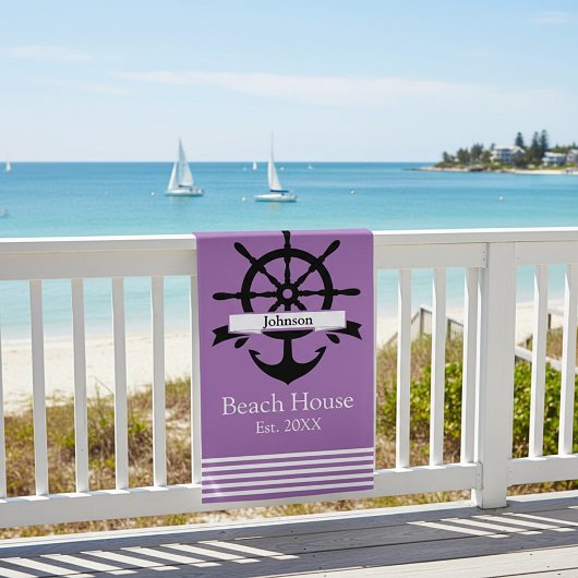 Aangepaste witte streep banden en anker strandlaken