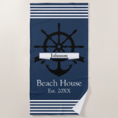 Aangepaste witte streep banden en anker strandlaken (Voorkant)