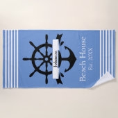Aangepaste witte streep banden en anker strandlaken (Voorkant)