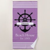 Aangepaste witte streep banden en anker strandlaken (Voorkant)
