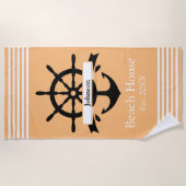 Aangepaste witte streep banden en anker strandlaken (Voorkant)