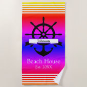 Aangepaste witte streep banden en anker strandlaken (Voorkant)