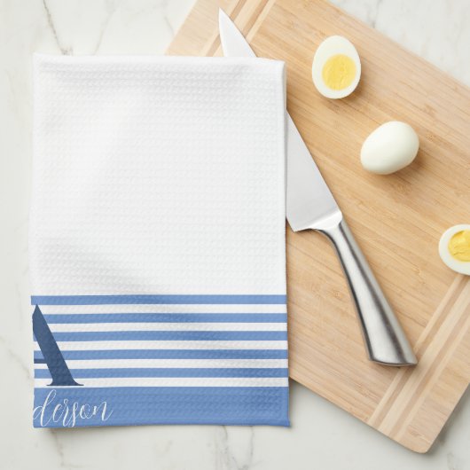 Aangepaste witte streep banden op maat theedoek (Quarter Fold)