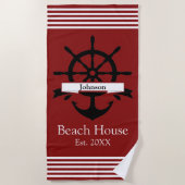 Aangepaste witte streepbanden en anker strandlaken (Voorkant)