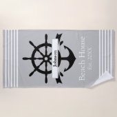 Aangepaste witte streepbanden en anker strandlaken (Voorkant)