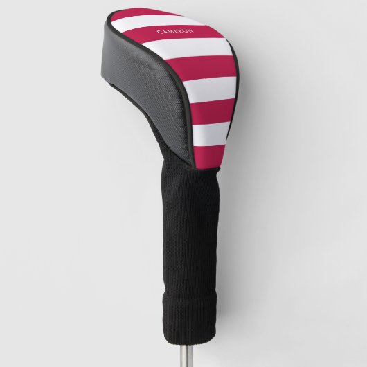 Aangepaste witte strepen en bewerkbare kleur golfheadcover (Schuin)