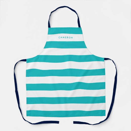 Aangepaste witte strepen en bewerkbare kleur schort (Voorkant)