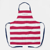 Aangepaste witte strepen en bewerkbare kleur schort (Voorkant)