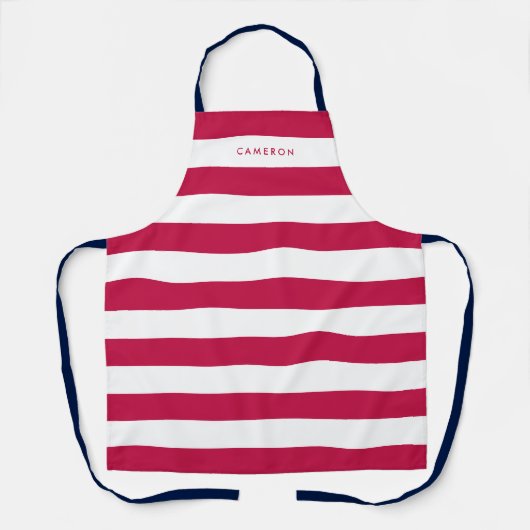 Aangepaste witte strepen en bewerkbare kleur schort (Voorkant)