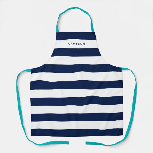Aangepaste witte strepen en bewerkbare kleur schort (Voorkant)