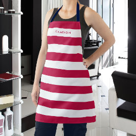 Aangepaste witte strepen en bewerkbare kleur schort