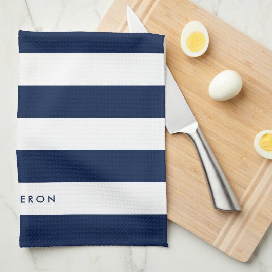 Aangepaste witte strepen en bewerkbare kleur theedoek (Quarter Fold)