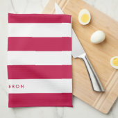 Aangepaste witte strepen en bewerkbare kleur theedoek (Quarter Fold)