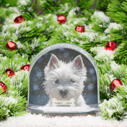 Aangepaste Witte Terriër Puppy Dog Foto Sneeuwbol (Kerstmis)