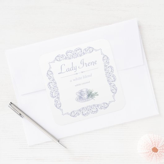  aangepaste witte theelabel vierkante sticker (Envelop)