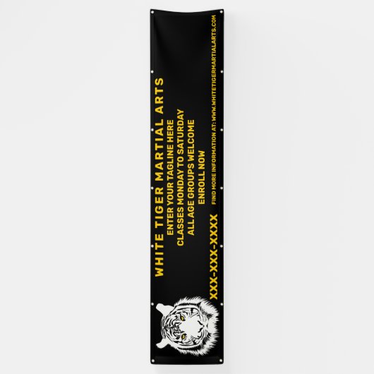 Aangepaste Witte tijger Martial Arts aanpassen Spandoek (Verticaal)