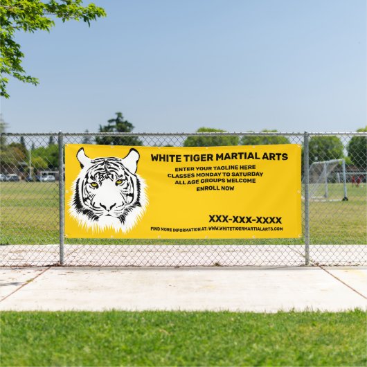 Aangepaste Witte tijger Martial Arts aanpassen Spandoek (Insitu)