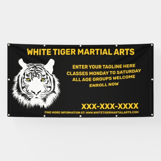 Aangepaste Witte tijger Martial Arts aanpassen Spandoek (Horizontaal)