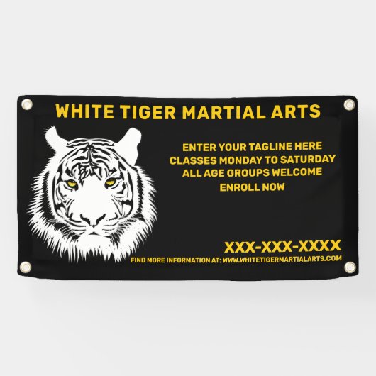 Aangepaste Witte tijger Martial Arts aanpassen Spandoek (Horizontaal)