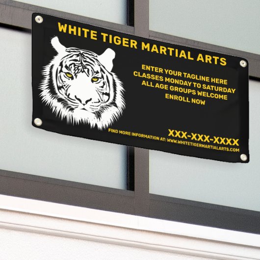 Aangepaste Witte tijger Martial Arts aanpassen Spandoek (Buitenkant Gebouw)