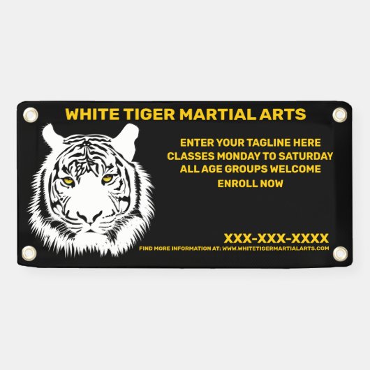 Aangepaste Witte tijger Martial Arts aanpassen Spandoek (Horizontaal)