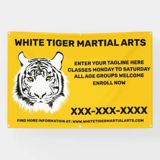 Aangepaste Witte tijger Martial Arts aanpassen Spandoek (Horizontaal)
