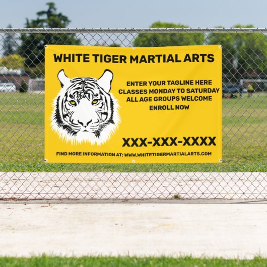 Aangepaste Witte tijger Martial Arts aanpassen Spandoek (Insitu)