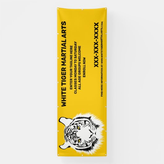 Aangepaste Witte tijger Martial Arts aanpassen Spandoek (Verticaal)