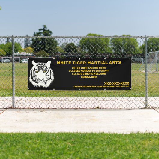 Aangepaste Witte tijger Martial Arts aanpassen Spandoek (Insitu)