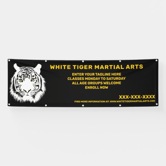 Aangepaste Witte tijger Martial Arts aanpassen Spandoek (Horizontaal)