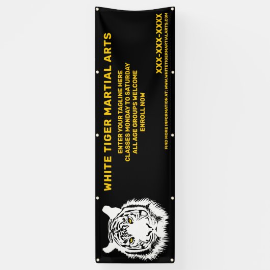 Aangepaste Witte tijger Martial Arts aanpassen Spandoek (Verticaal)