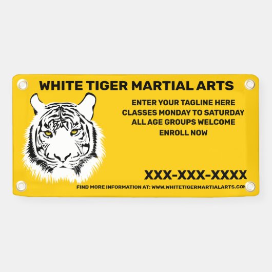 Aangepaste Witte tijger Martial Arts aanpassen Spandoek (Horizontaal)