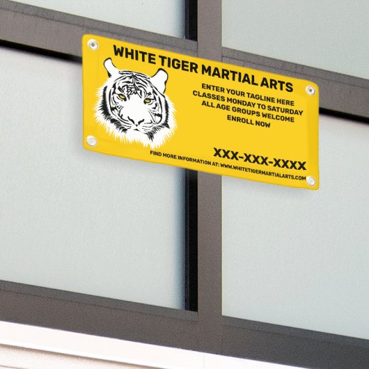 Aangepaste Witte tijger Martial Arts aanpassen Spandoek (Buitenkant Gebouw)