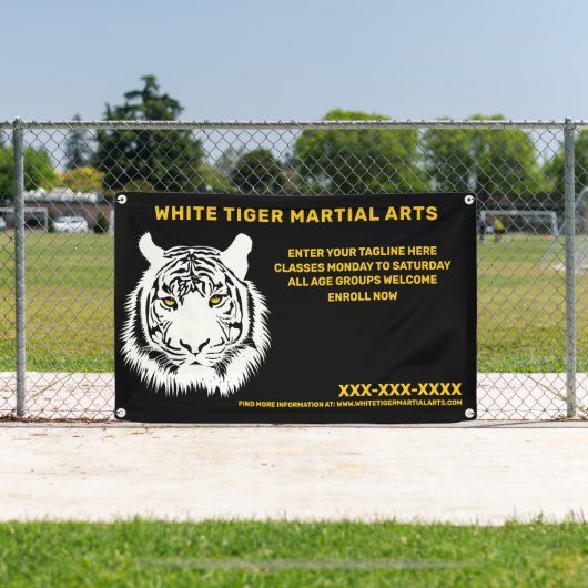 Aangepaste Witte tijger Martial Arts aanpassen Spandoek (Insitu)