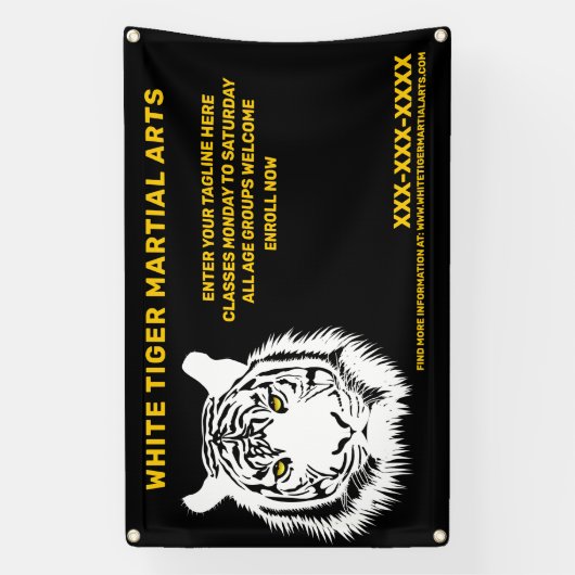Aangepaste Witte tijger Martial Arts aanpassen Spandoek (Verticaal)