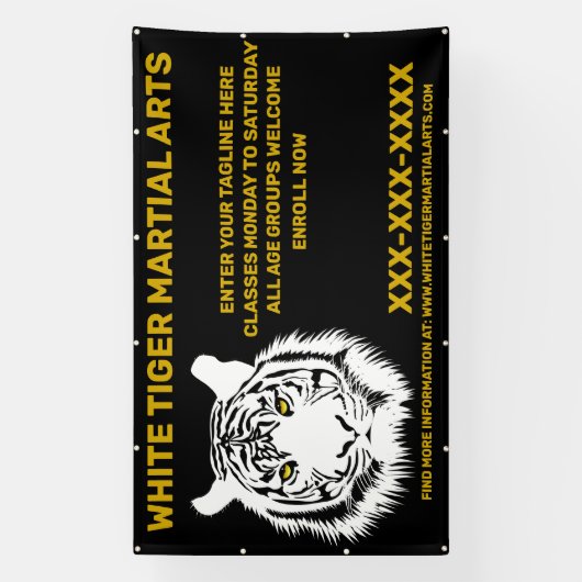 Aangepaste Witte tijger Martial Arts aanpassen Spandoek (Verticaal)