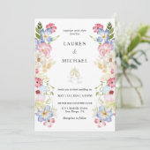 Aangepaste witte veelkleurige lente fee bruiloft kaart (Staand voorkant)