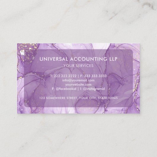Aangepaste Witte Violette Paarse Agaat Professiona Visitekaartje (Achterkant)