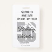 Aangepaste Witte VIP Pass Verjaardagsfeestuitnodig Badge (Voorkant)