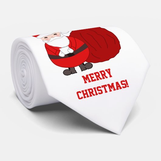 Aangepaste witte vrolijk kerstfeest stropdas met s (Opgerold)