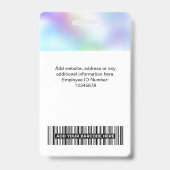 Aangepaste witte werknemersfoto, streepjescode, Lo Badge (Achterkant)