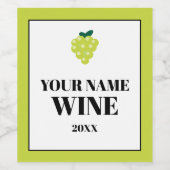 Aangepaste witte wijnlabels met groene druivenlogo wijn etiket (Enkel label)