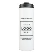 Aangepaste witte zakelijke naam vierkant logo thermosbeker (Voorkant)