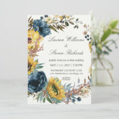 Aangepaste Witte Zonnebloemen en Blauwe Krans brui Kaart (Staand voorkant)