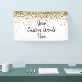 Aangepaste witte zwarte gouden verjaardagsfeest fo spandoek (Beurs)