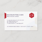 Aangepaste witte zwarte rode makelaar visitekaartje (Achterkant)