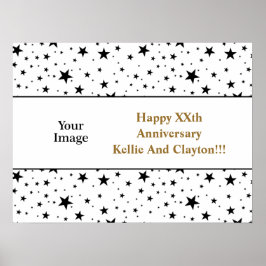 Aangepaste witte/zwarte sterren bericht/foto Jubil Poster